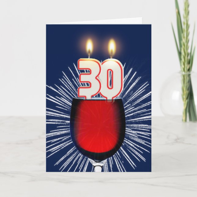 Carte 30e anniversaire avec vin et bougies (Devant)