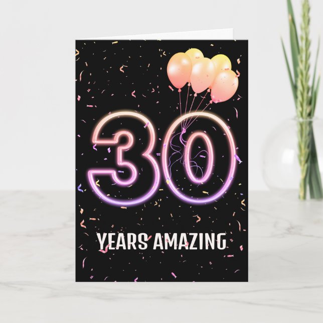 Carte 30e anniversaire Ballons et Confetti (Devant)