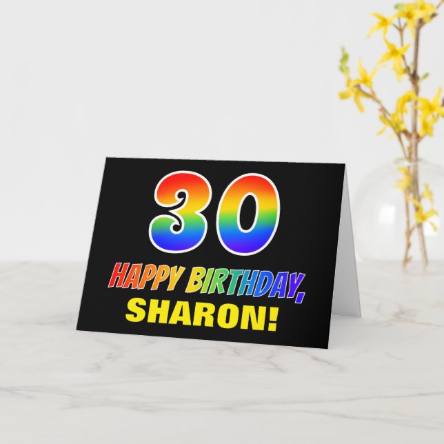 Carte 30e anniversaire : Bold, amusant, simple, Arc-en-c (Fleur jaune)