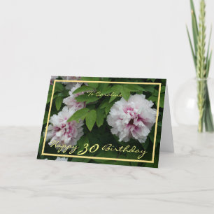 Carte 30e anniversaire Caroline Peonies Elegant Gold Fra