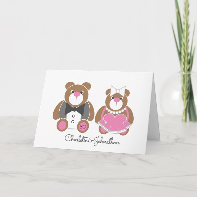 Carte 30e anniversaire de la mariage perle ours en peluc (Devant)