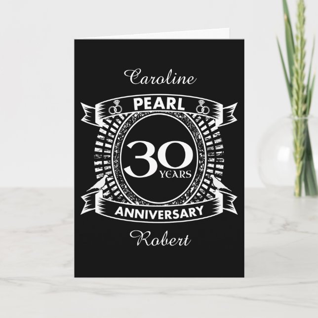Carte 30e anniversaire de mariage crest en perle (Devant)