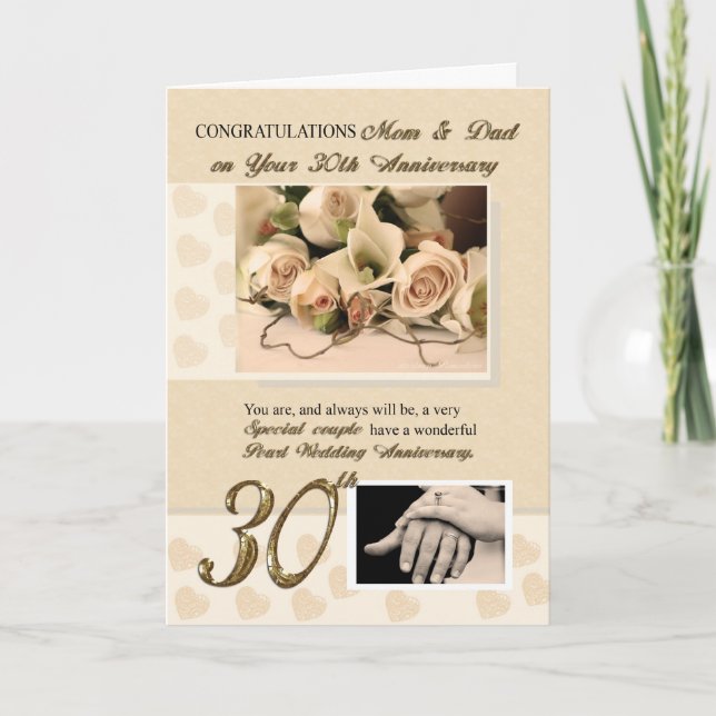 Carte 30e anniversaire de mariage de perle maman et papa (Devant)