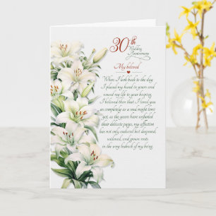 Carte 30e Anniversaire De Mariage Romantique Lys Blancs