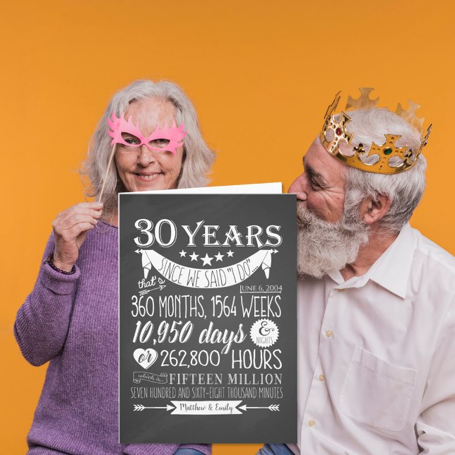 Carte 30e anniversaire de mariage, tableau noir, 30 ans (Créateur téléchargé)