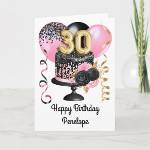 Carte 30e anniversaire de rose et d'or noir