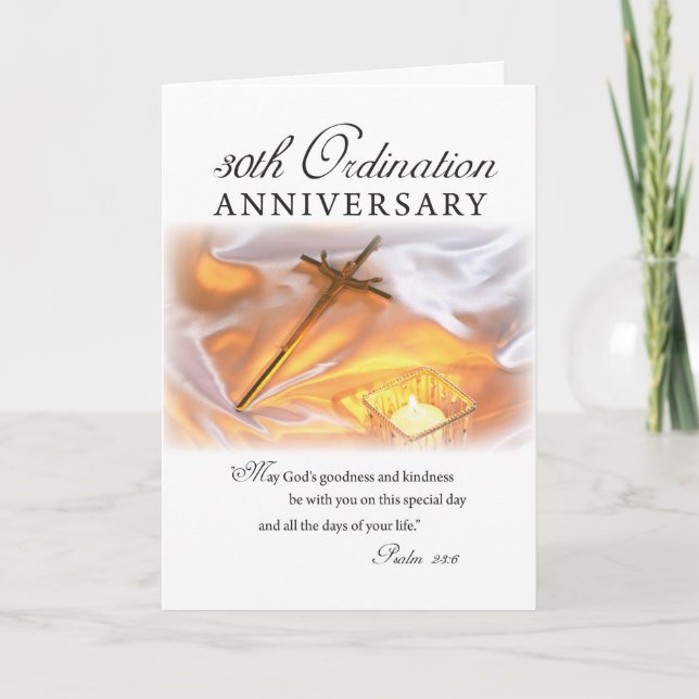 Carte 30e anniversaire d'ordination, bougie croisée (Devant)