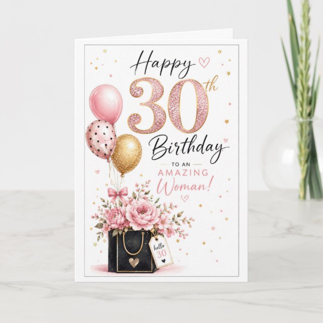 Carte 30e anniversaire élégant de femme (Devant)