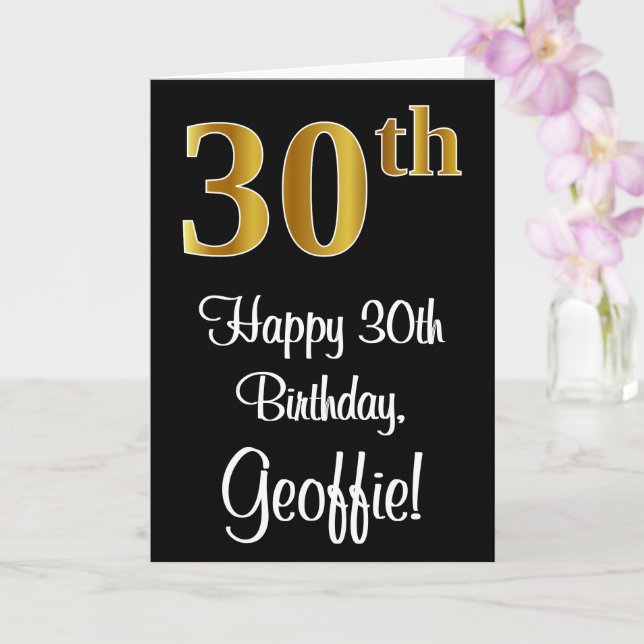 Carte 30e anniversaire ~ Elégant Luxueux Faux Gold Look  (Orchidée)