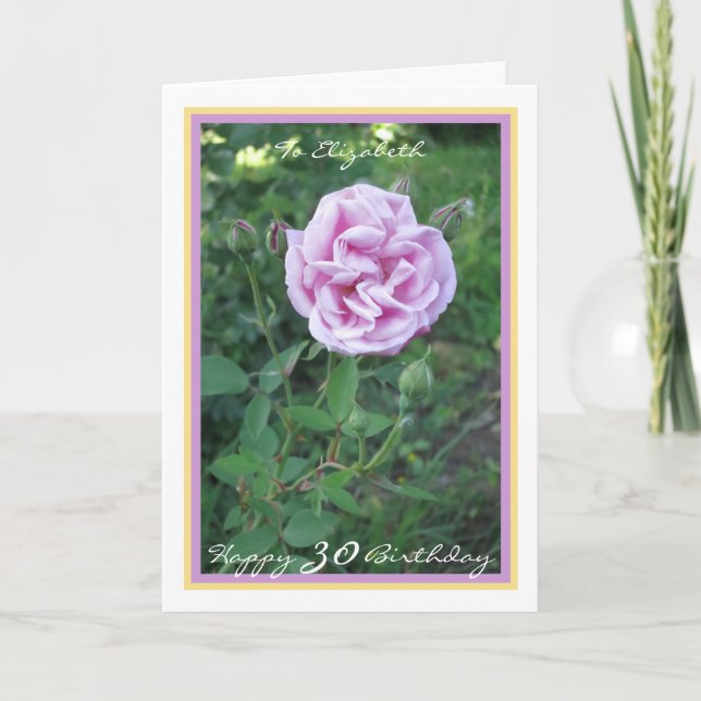 Carte 30e Anniversaire Elizabeth Purple Rose Modern Gold (Devant)