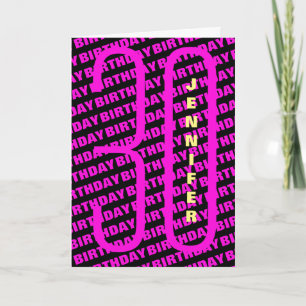 Carte 30e anniversaire en rose chaud et jaune