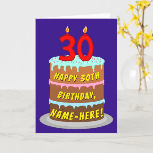 Carte 30e anniversaire : Fun Cake and Candles + Nom pers