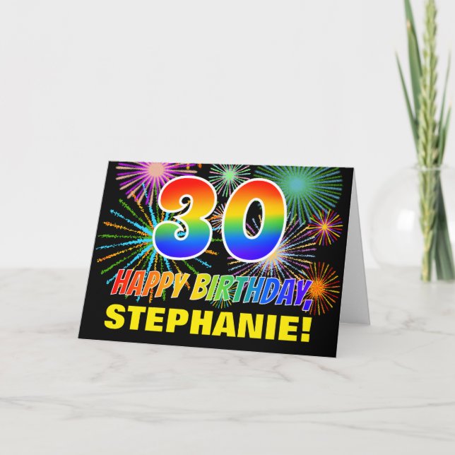 Carte 30e anniversaire : Gras, Amusants, Feu d'artifice, (Devant)