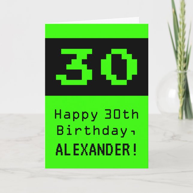 Carte 30e anniversaire : Nerdy / Geeky Style "30" et nom (Devant)