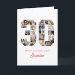 Carte 30e anniversaire Numéro 30 Photo Collage personnal<br><div class="desc">Célébrez le 30ème anniversaire de la ville avec cette carte mignonne. C'est une carte d'anniversaire personnalisée de collage photo qui vous permet de créer un design vraiment unique et mémorable. Ce modèle personnalisable vous permet d'insérer vos propres photos chères, en capturant les moments précieux tout au long de l'année. Cette...</div>
