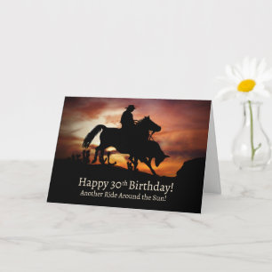 Carte 30e anniversaire Pays Western Cowboy Horseback