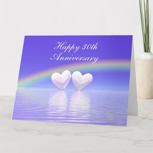 Carte 30e Anniversaire Pearl Hearts Large Big (Devant)