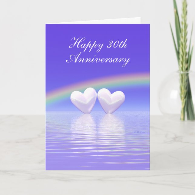 Carte 30e anniversaire Pearl Hearts (Tall) (Devant)