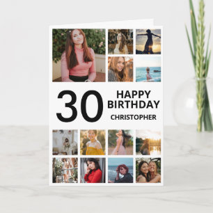 Carte 30e anniversaire Photo Collage 13 Photos Noir Blan