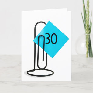 Carte 30e anniversaire Post- It Note sur un clip papier
