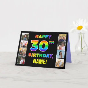 Carte 30e anniversaire : Rainbow Text, Custom Photos & N