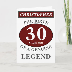 Carte 30e anniversaire Red Genuine Legend Ajouter votre 