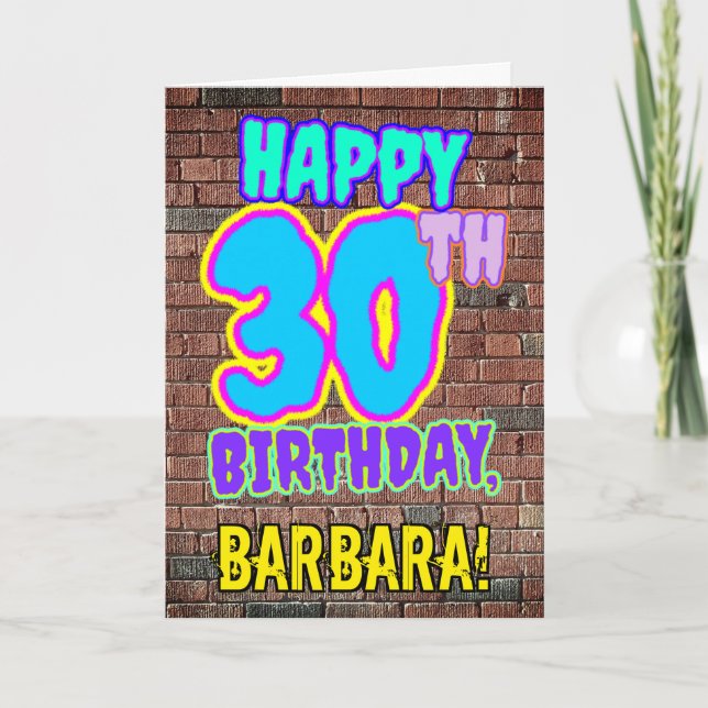 Carte 30e Anniversaire - Regard amusant inspiré du graff (Devant)