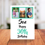 Carte 30e anniversaire Son vert photo moderne Collage<br><div class="desc">Mettez un sourire sur un visage avec cette 3 photo-collage de 30ème anniversaire de carte personnalisée pour votre fils. - Cliquez simplement pour personnaliser ce design 🔥 Mes promesses - Ce design est unique et conçu avec vous en tête 🙏 Merci pour soutenir ma petite entreprise - Si vous voulez...</div>