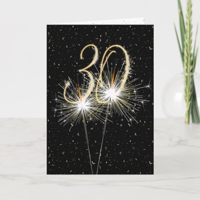 Carte 30e anniversaire Sparkler en noir (Devant)