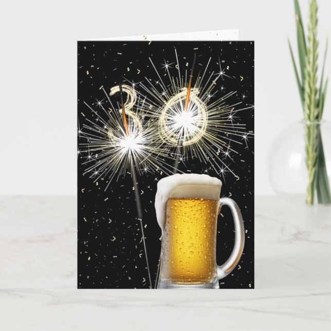 Carte 30e anniversaire Sparklers avec Beer Mug (Devant)