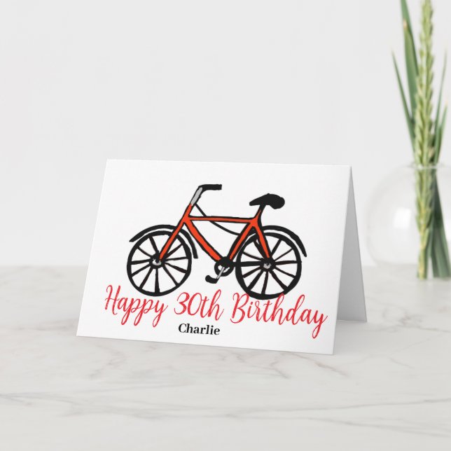 Carte 30e anniversaire vélo rouge (Devant)