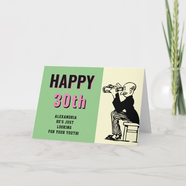 Carte 30e Birthday Personalized Retro Funny Cartoon (Devant)