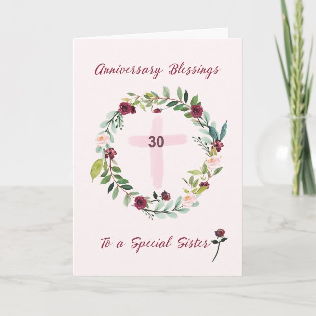Carte 30e Soeur religieuse Bénédiction anniversaire (Devant)