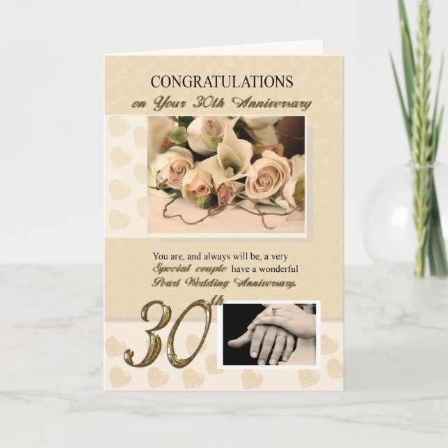 Carte 30ème Anniversaire de mariage de perle (Devant)