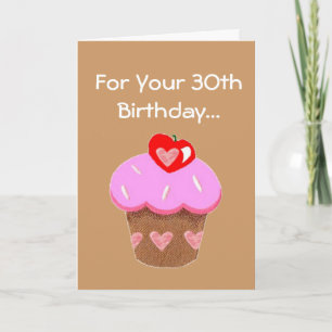 Carte 30ème anniversaire de petit gâteau drôle de