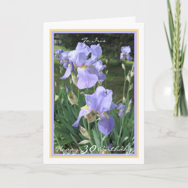 Carte 30ème Anniversaire Irises Elegant Gold Frame Perso (Devant)
