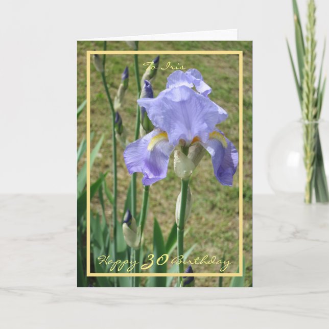 Carte 30ème Anniversaire Purple Mauve Iris Elegant Gold  (Devant)