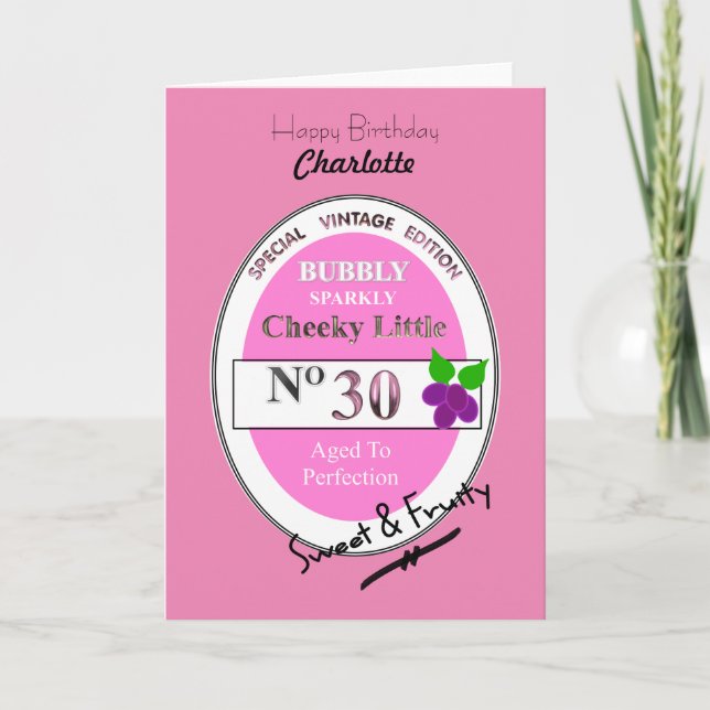 Carte 30ème Jalon Anniversaire Vin drôle Personnalisé (Devant)