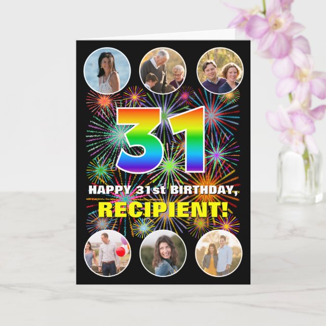 Carte 31e anniversaire : Arc en ciel amusant #, Nom pers (Orchidée)