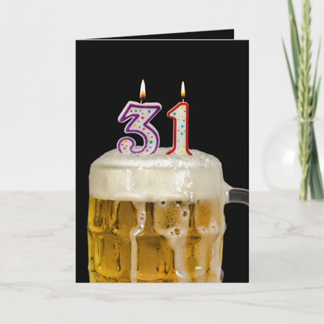 Carte 31e Anniversaire Bière en noir (Devant)