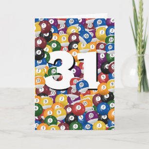 Carte 31e anniversaire Billiard Balls