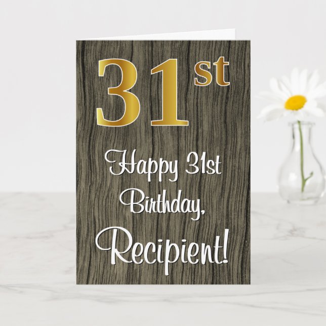 Carte 31e anniversaire : Elégant Faux Gold Look #, Faux  (Petite plante)