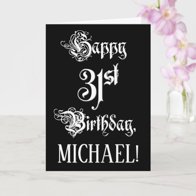 Carte 31e anniversaire : Fancy, Elegant Script + Nom per (Orchidée)