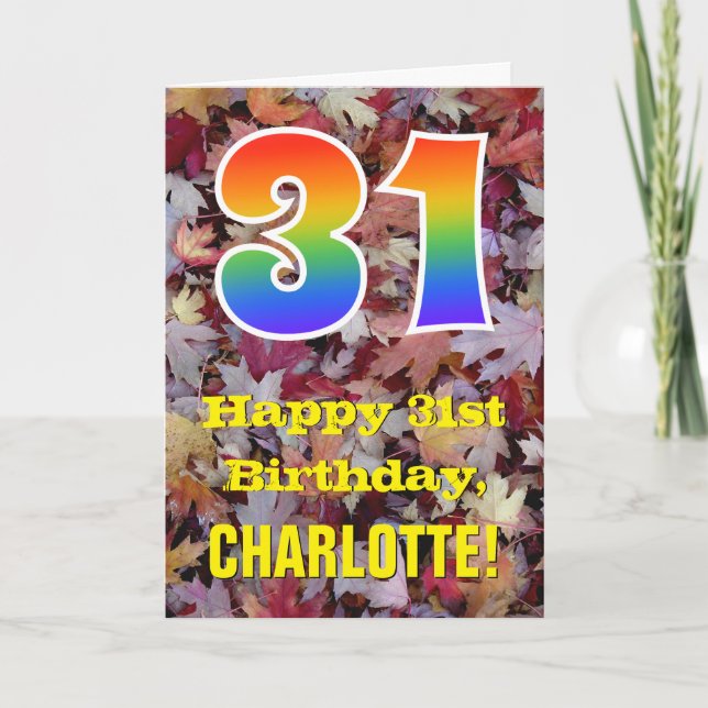 Carte 31e anniversaire ; Feuilles rustiques d'automne ;  (Devant)
