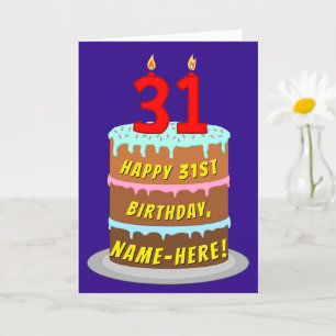 Carte 31e anniversaire : Fun Cake and Candles + Nom pers
