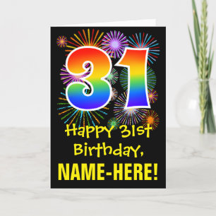 Carte 31e anniversaire : Fun Motif Fireworks + Rainbow 3