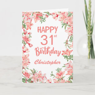 Carte 31e anniversaire Peach Peonies rose Aquarelle Flor