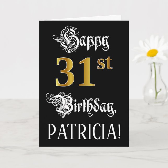 Carte 31e anniversaire — Script fantaisie; Faux Gold Loo (Petite plante)
