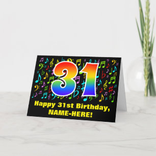 Carte 31e anniversaire : Symboles de musique colorée et