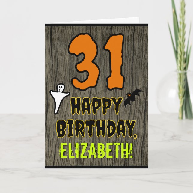 Carte 31e anniversaire : Thème d'Halloween Éffrayant, No (Devant)